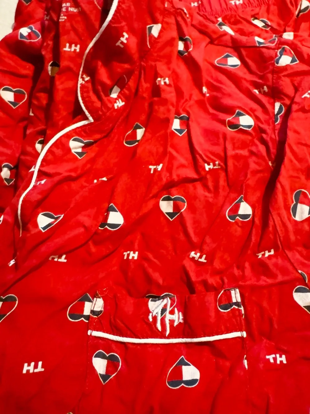 Tommy Hilfiger Red Short-Sleeve Kids Pajama Set with Heart Motif